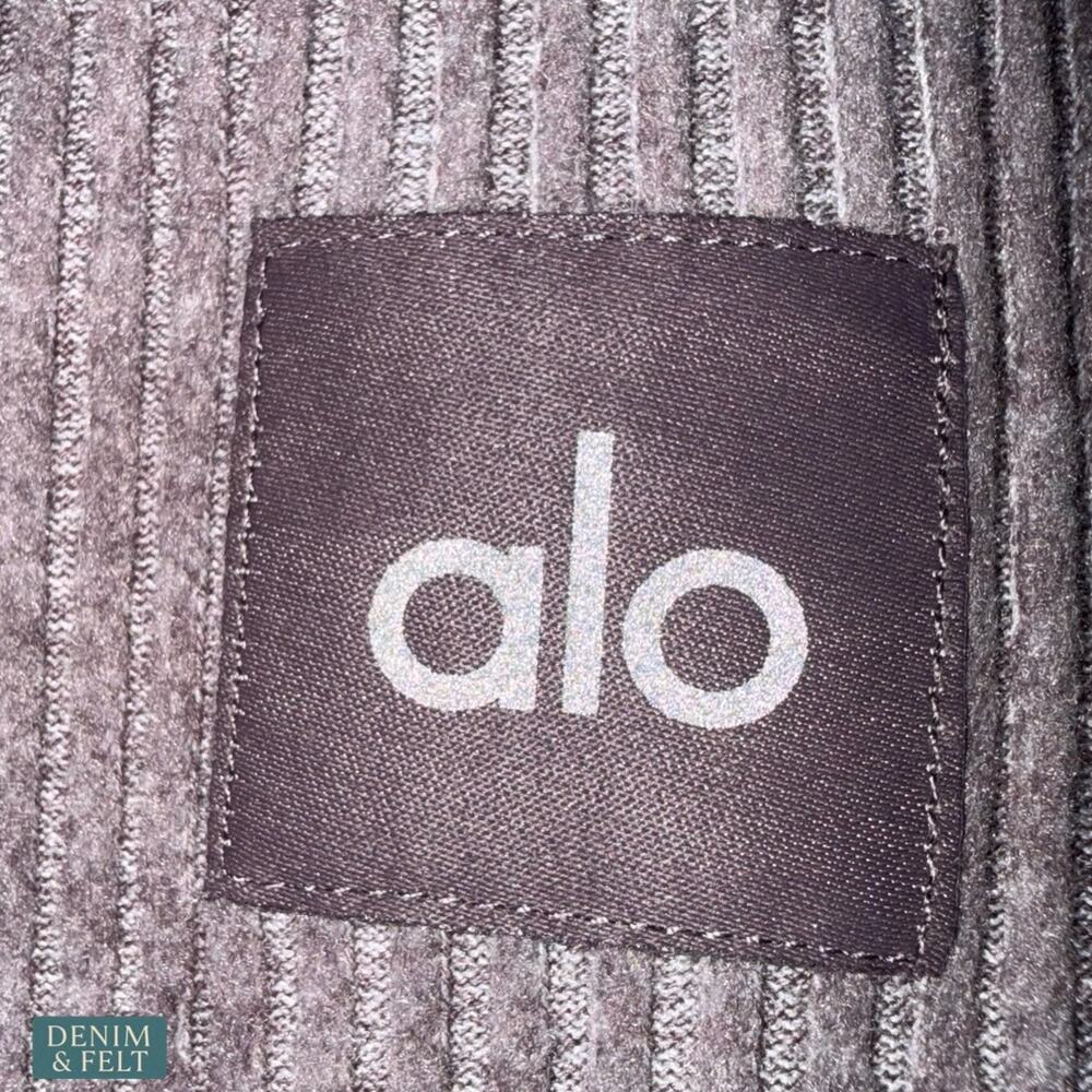 Alo Yoga Muse Ribbed Knit Sweatpants Raisinette Heather Lounge Cozy Minimal Luxe - Picture 9 of 11